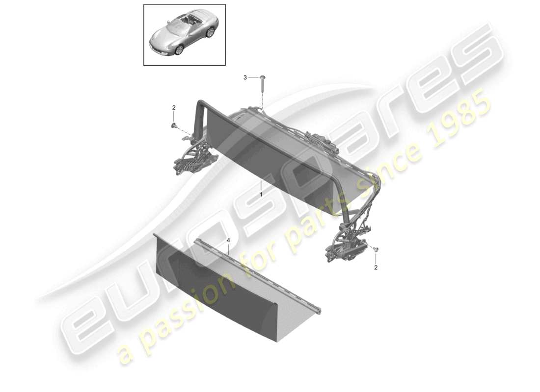 porsche 2024 (992-1) windbreak part diagram
