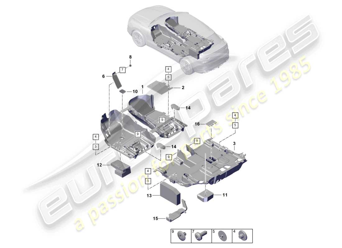 porsche 2024 (cayenne e3 pa) flooring rear parts diagram