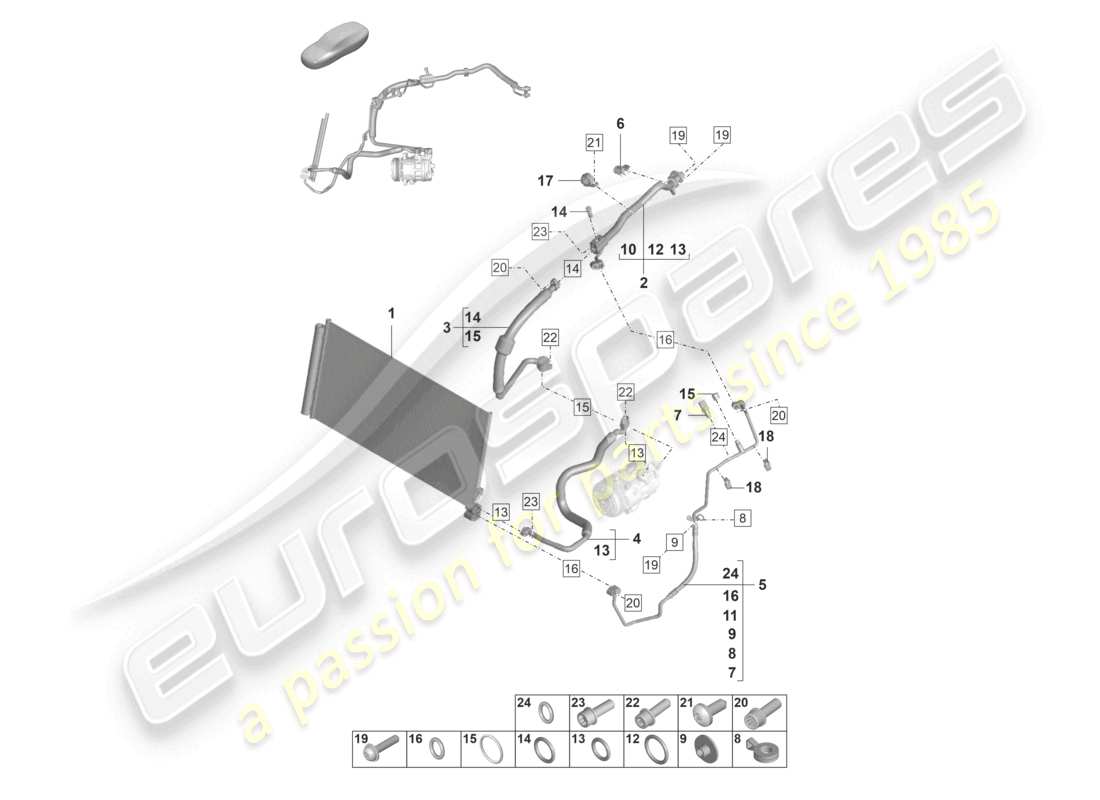 porsche 2024 (panamera 971-2) refrigerant circuit v6 bt r1234yf coolant part diagram