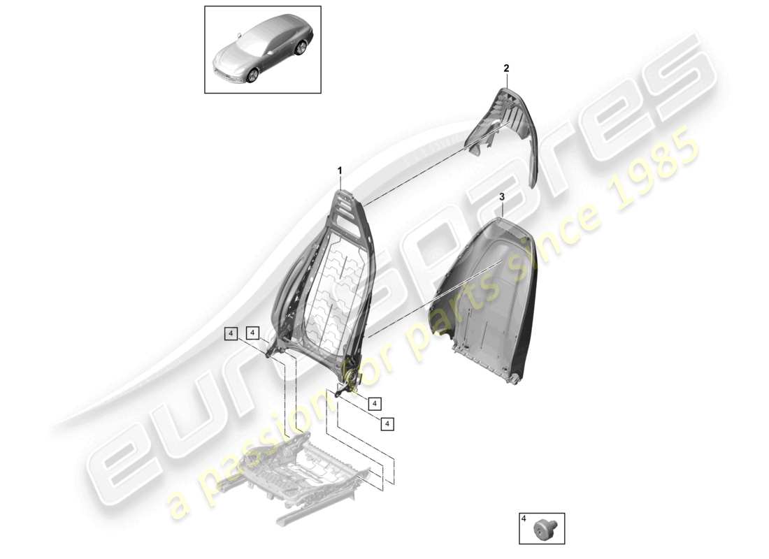 porsche 2021 (panamera 971-1) backrest backrest shell comfort seat part diagram