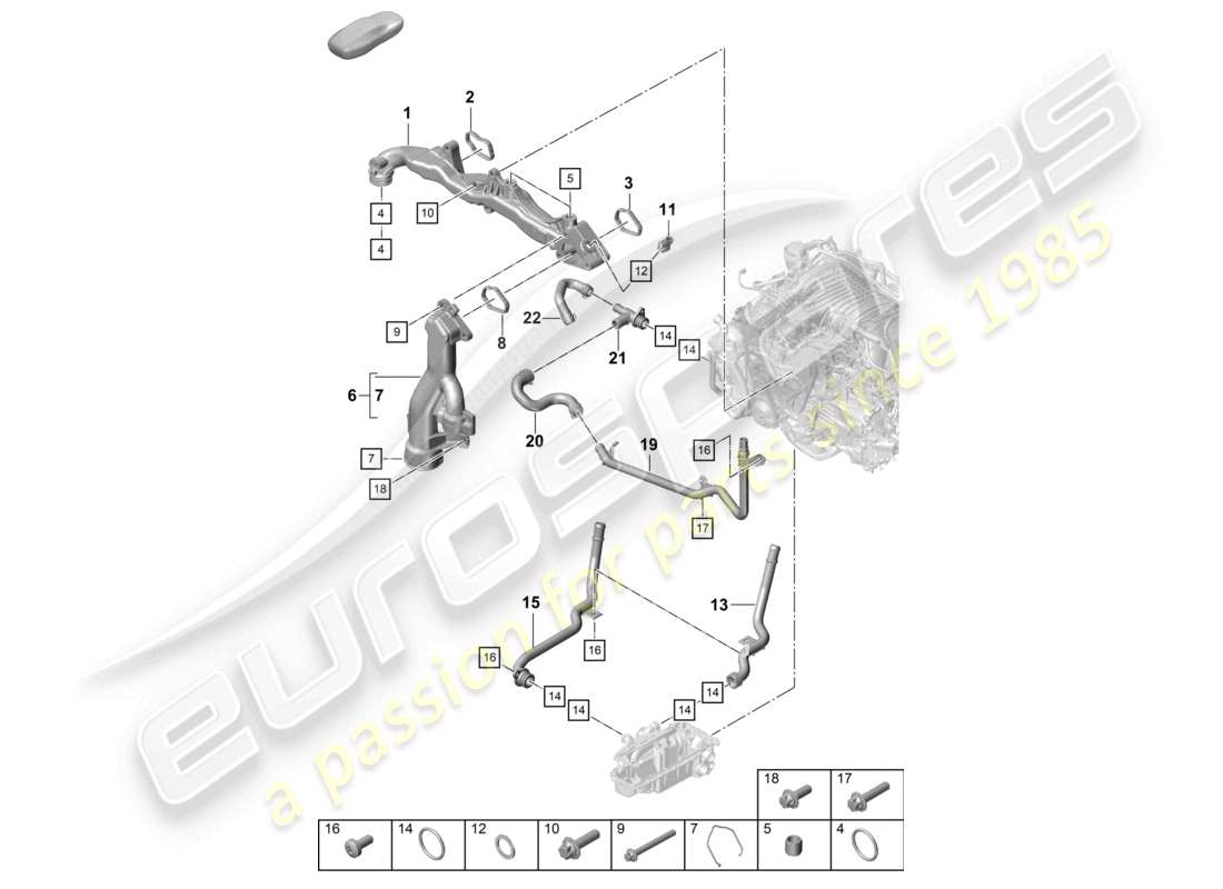 porsche 2021 (718 cayman gt4) assembly carrier coolant pipe parts diagram