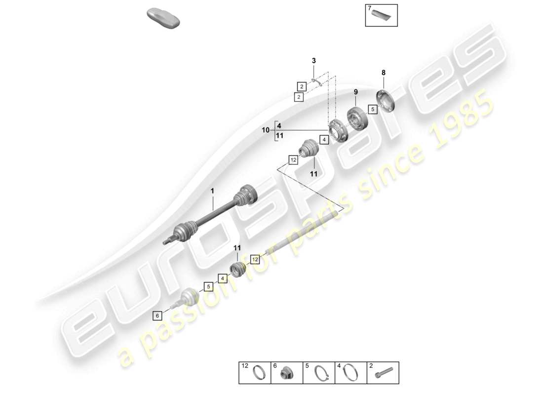porsche 2021 (718 cayman gt4) drive shaft parts diagram