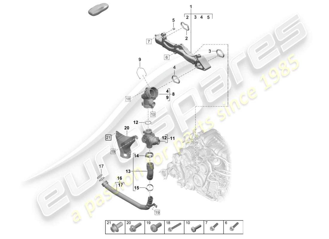 porsche 2022 (992-1 turbo / s) assembly carrier coolant pipe part diagram