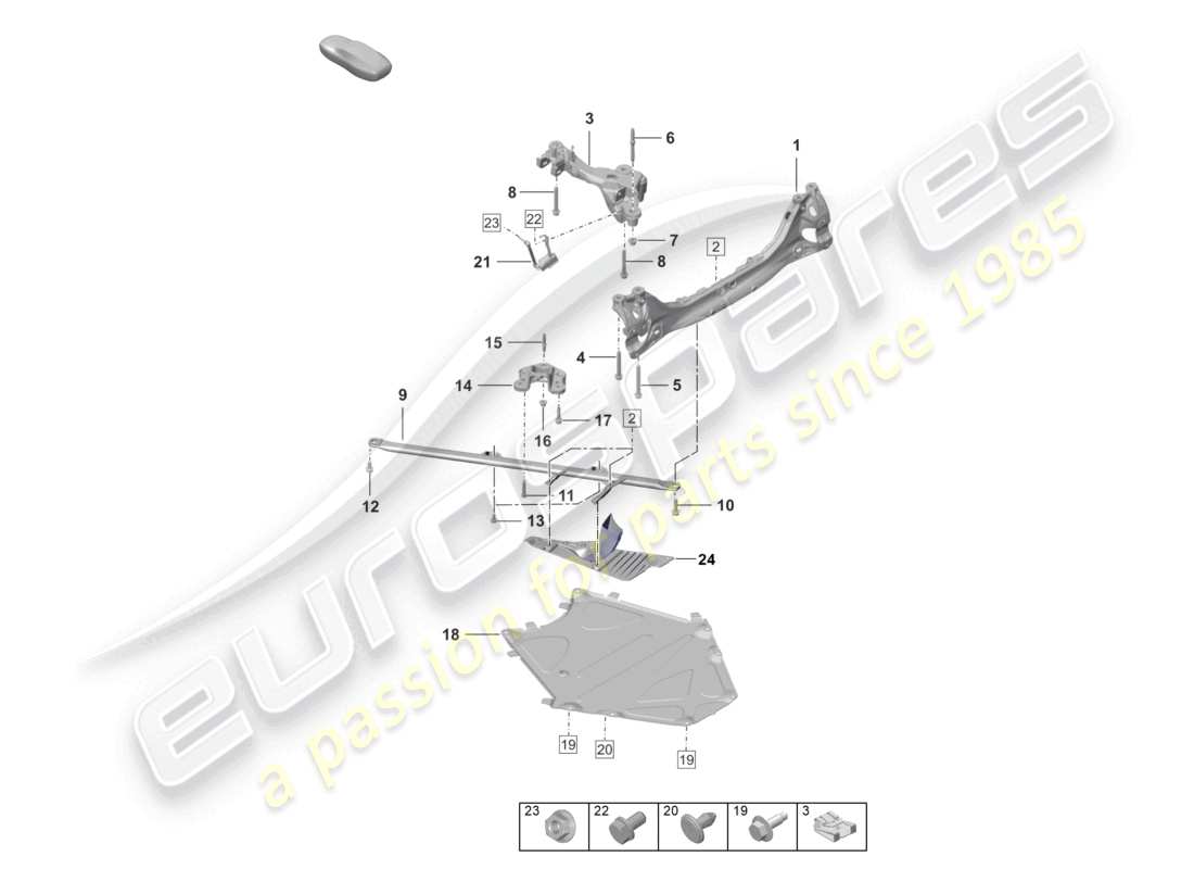 porsche 2022 (992-1 turbo / s) rear axle cross member part diagram