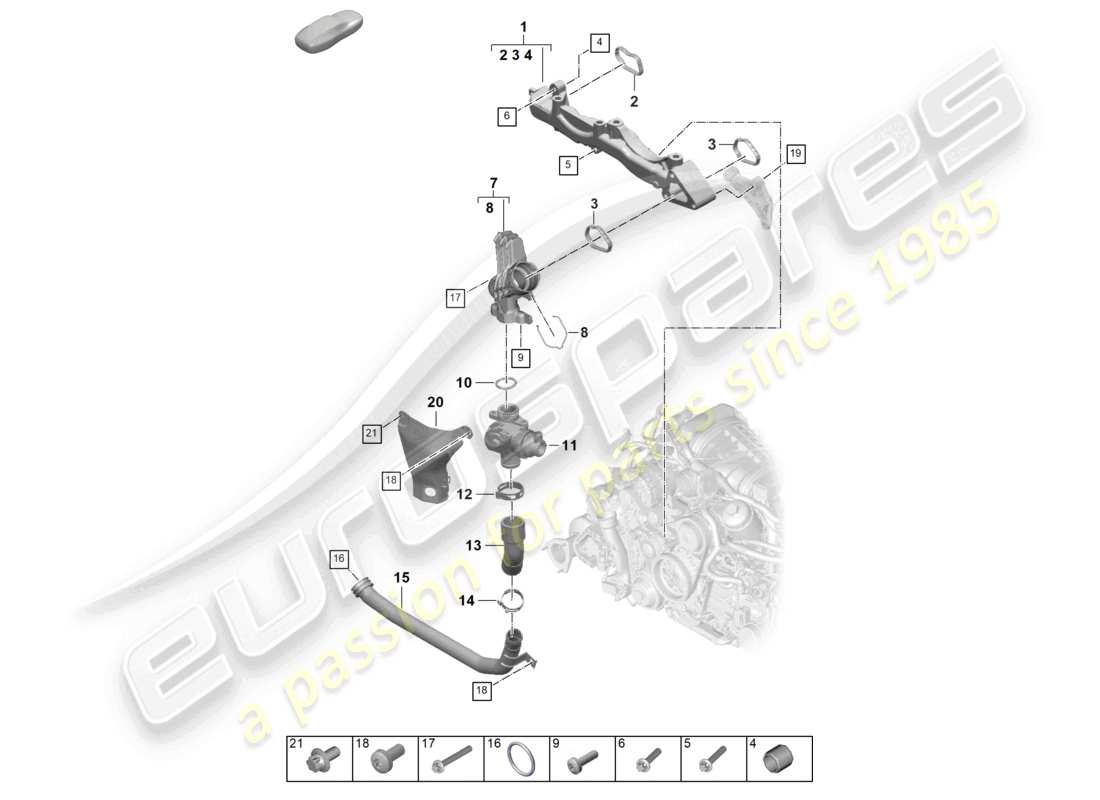 porsche 2024 (992-2) assembly carrier coolant pipe part diagram
