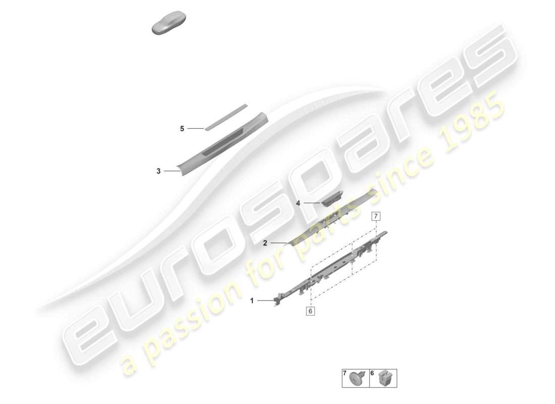 porsche 2021 (992-1 gt3/rs/st) side member trim inner part diagram
