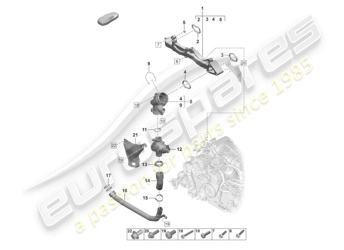 porsche 2024 (992-1) assembly carrier coolant pipe part diagram