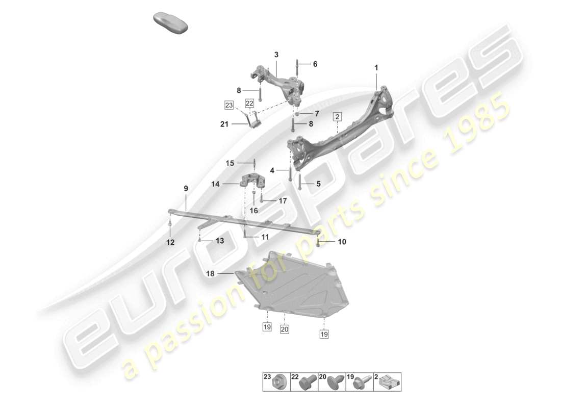 porsche 2024 (992-1) rear axle cross member part diagram