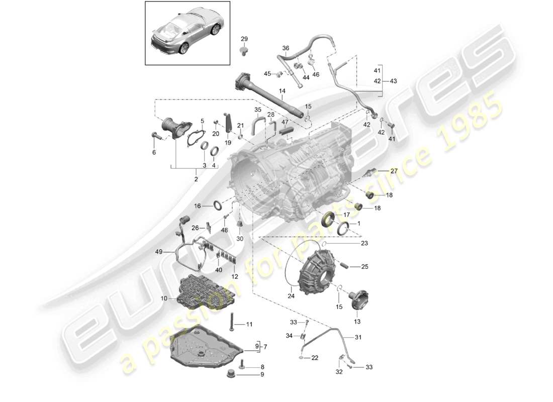 porsche 2021 (991-2 r/gt3/rs) - pdk - gearbox individual parts part diagram