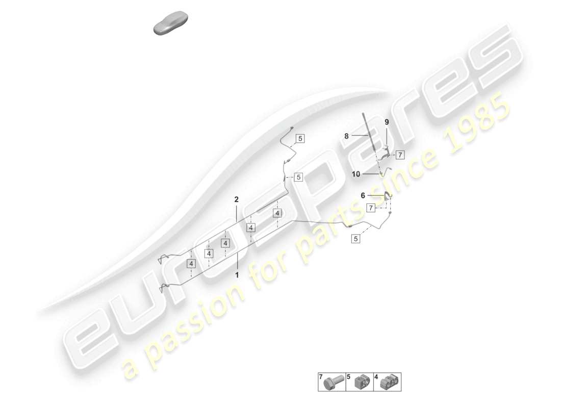 porsche 2022 (992-1) brake line center underbody rear part diagram