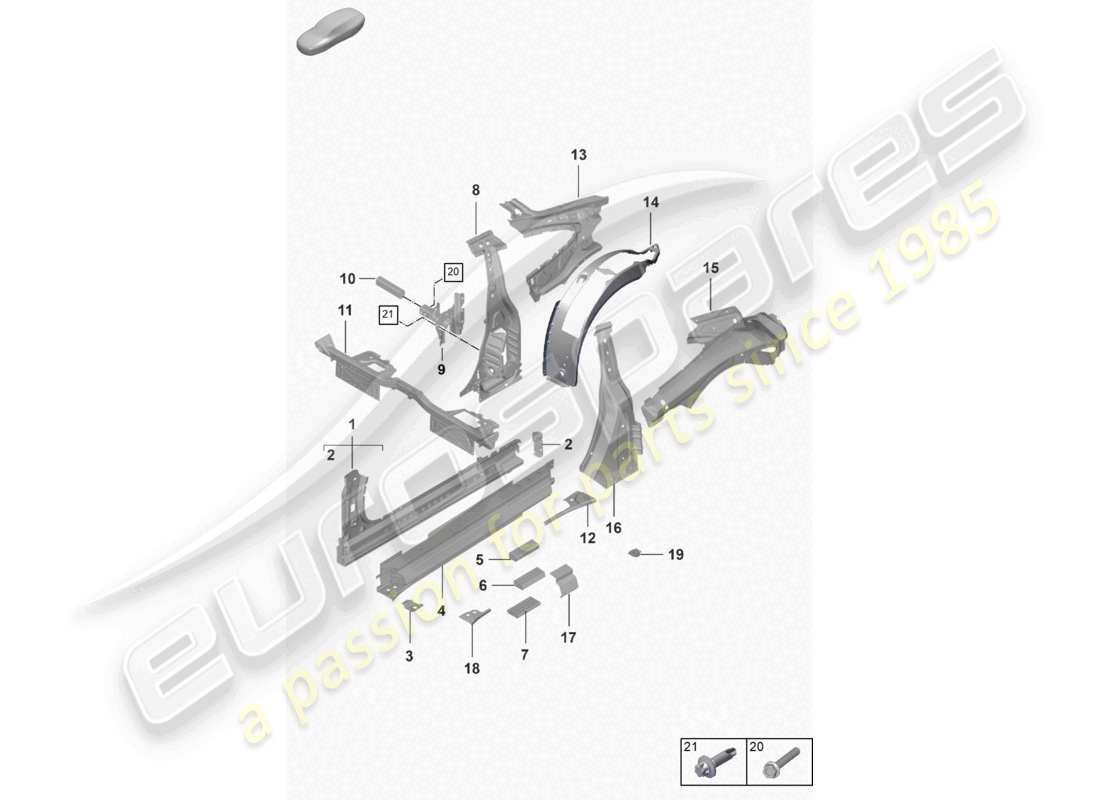 porsche 2026 (992-2 turbo / s) sill inner side part turbo part diagram