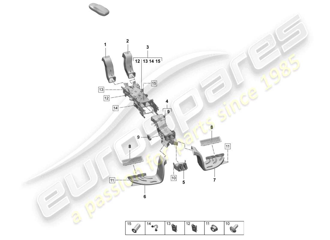 porsche 2025 (taycan 9j1-2) air guide centre console parts diagram