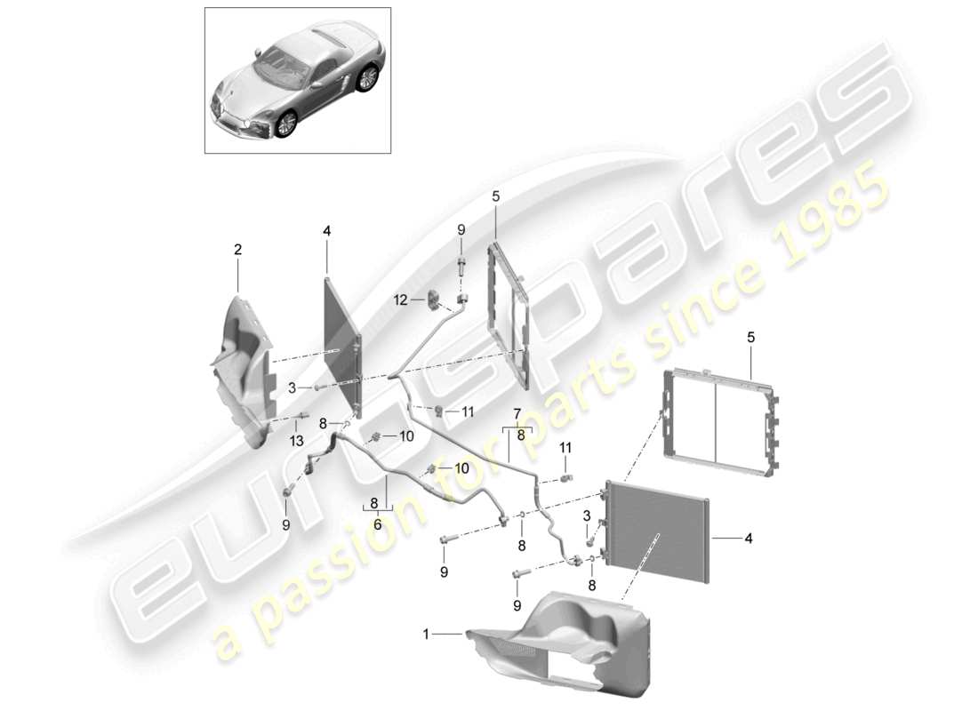 porsche 2022 (718 boxster) refrigerant circuit front part diagram