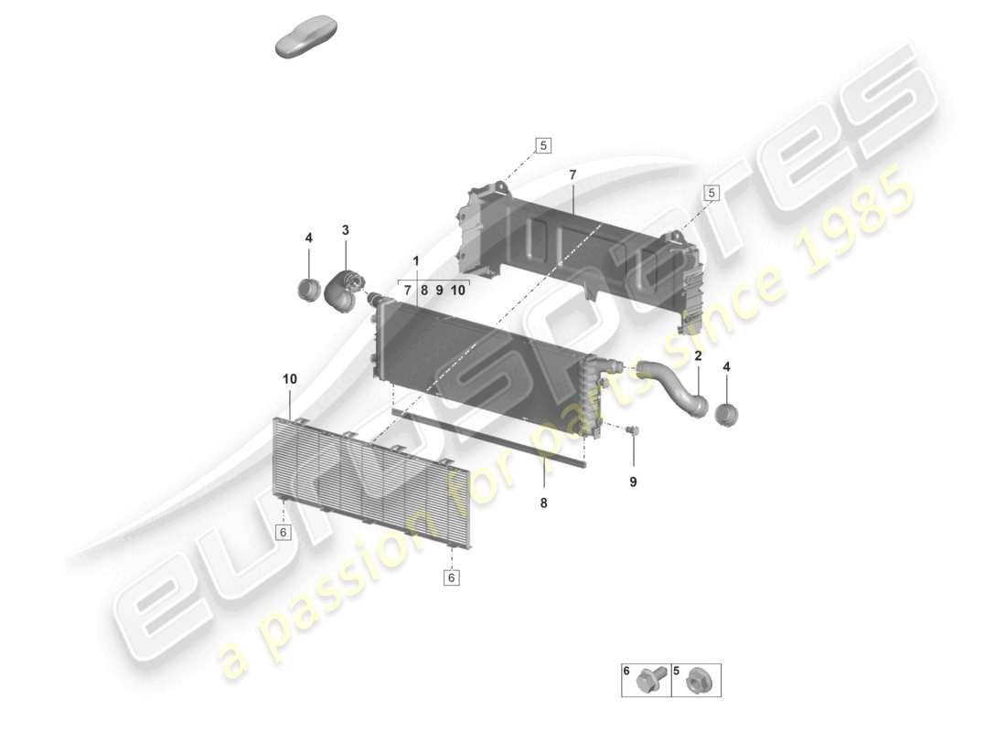 porsche 2024 (992-2 turbo / s) cooler for coolant front center for vehicles with additional coolant radiator part diagram