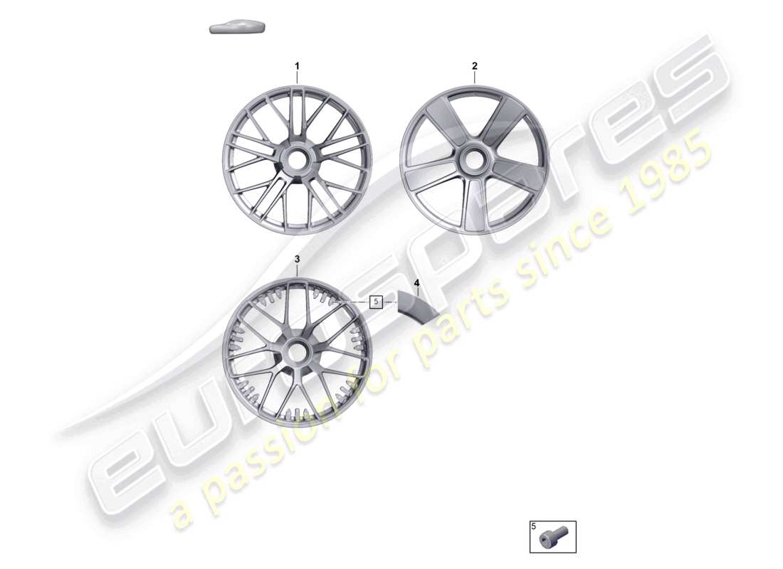 porsche 2025 (992-2) alloy wheel with central locking part diagram