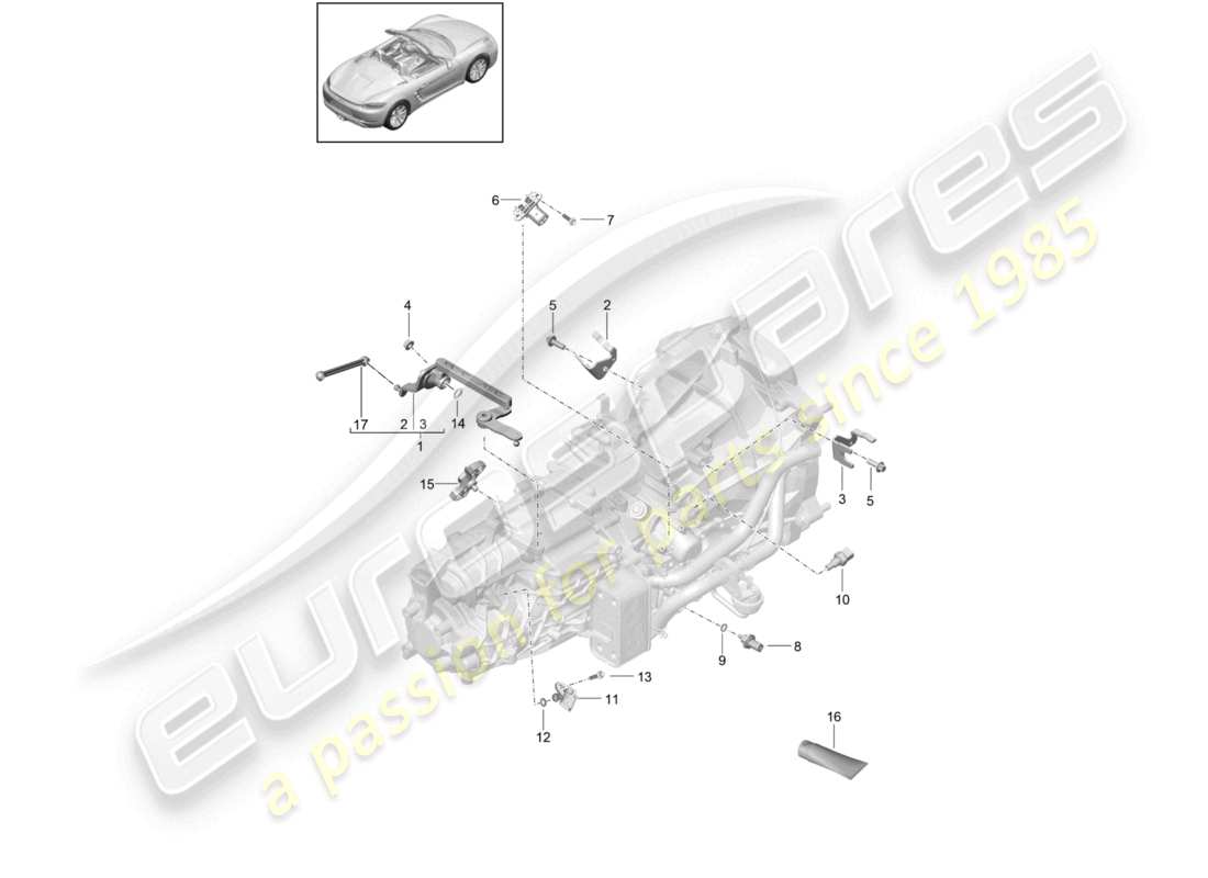 porsche 2024 (718 boxster) manual gearbox individual parts sensor module part diagram