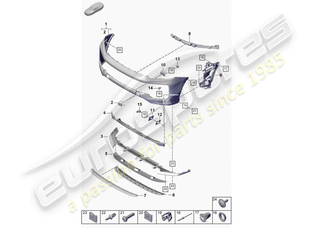 porsche 2024 (cayenne e3 pa) bumper front part diagram