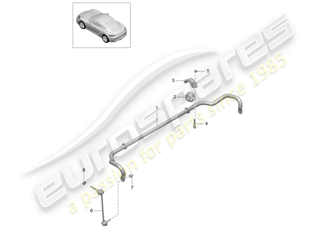 porsche 2021 (718 cayman) anti-roll bar part diagram