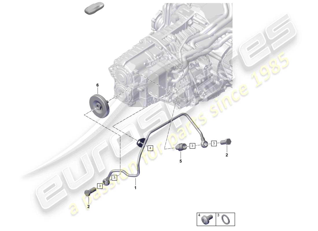 porsche 2020 (718 cayman gt4) - pdk - gearbox oil pipe part diagram