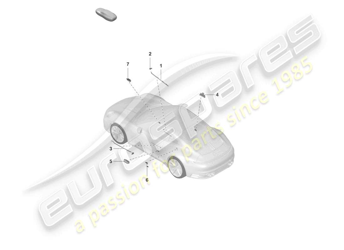 porsche 2022 (992-1) interior light door warning light footwell light part diagram