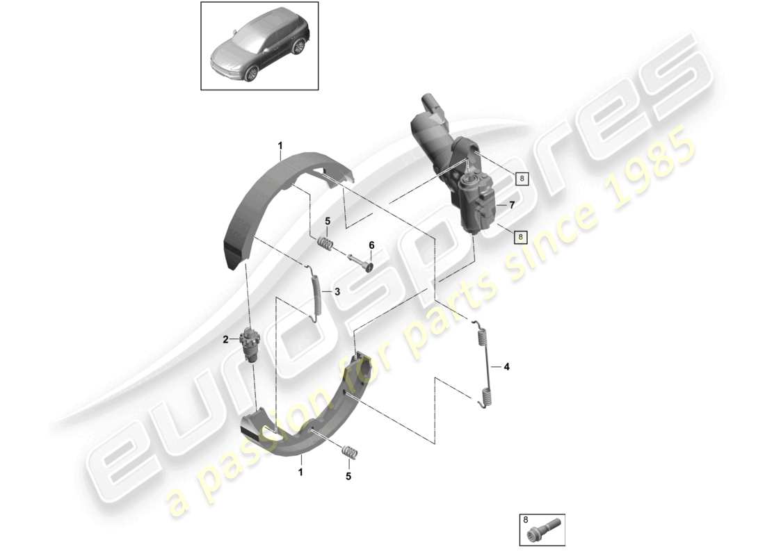 porsche 2021 (cayenne e3 9ya/9yb) parking brake parts diagram