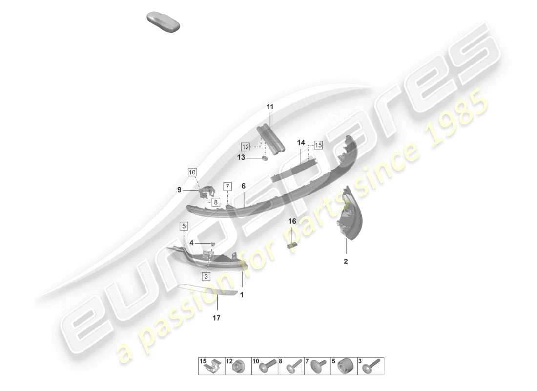 porsche 2021 (992-1) rear light additional brake light licence plate light part diagram