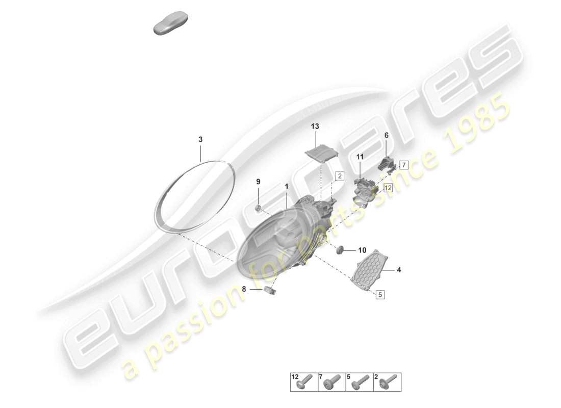 porsche 2024 (992-2 gt3/rs/st) led headlight parts diagram