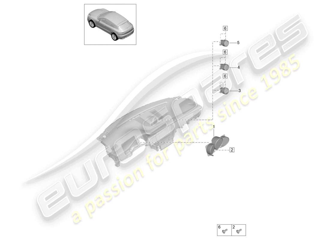 porsche 2021 (macan) combi-instrument dial carrera red white mojave stopwatch compass part diagram