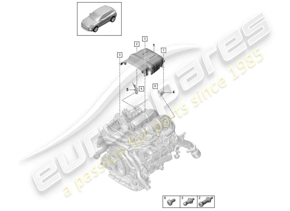 porsche 2021 (macan) cylinder head heat shield part diagram