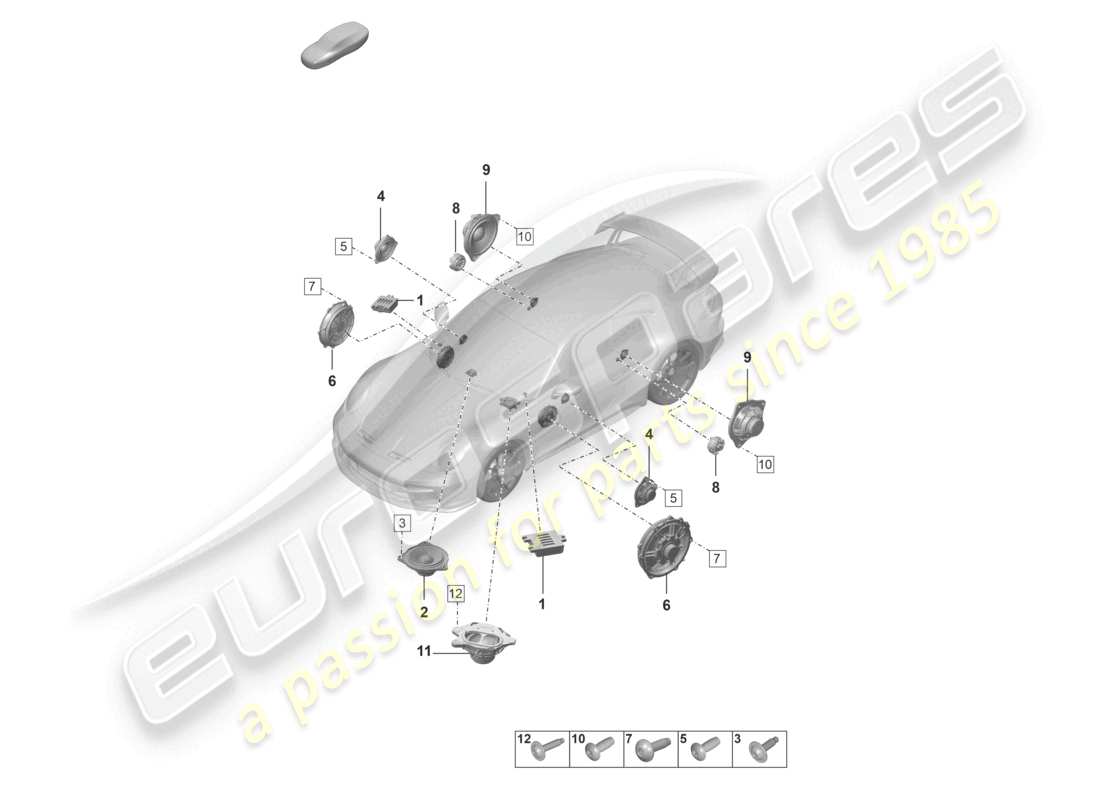 porsche 2024 (992-2 gt3/rs/st) loudspeaker part diagram