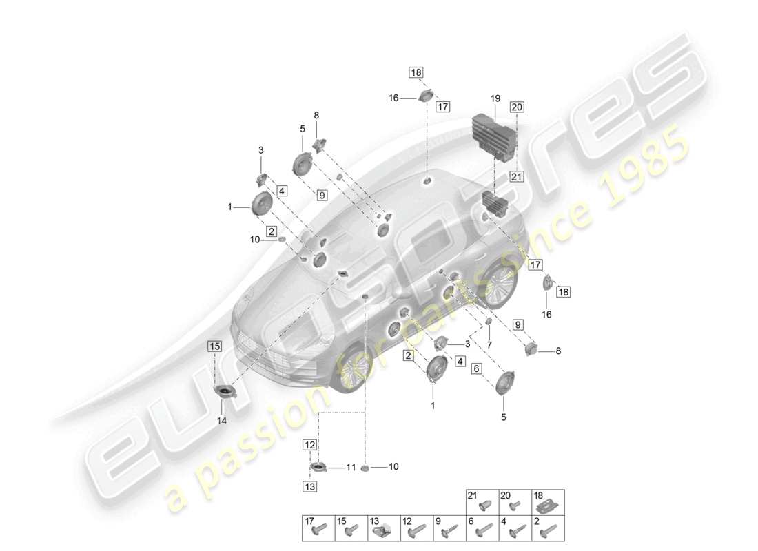 porsche 2021 (macan) loudspeaker part diagram