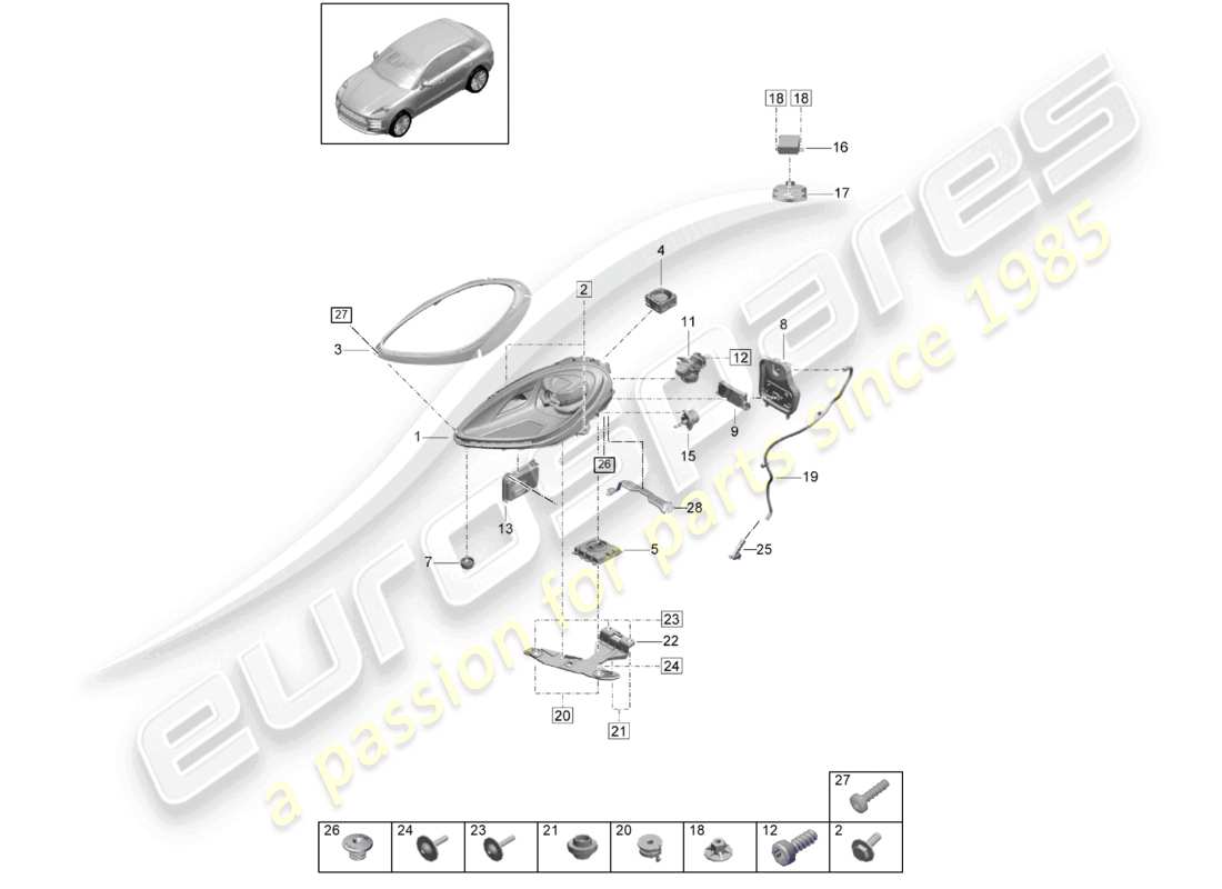 porsche 2021 (macan) led headlight pdls pdls+ part diagram