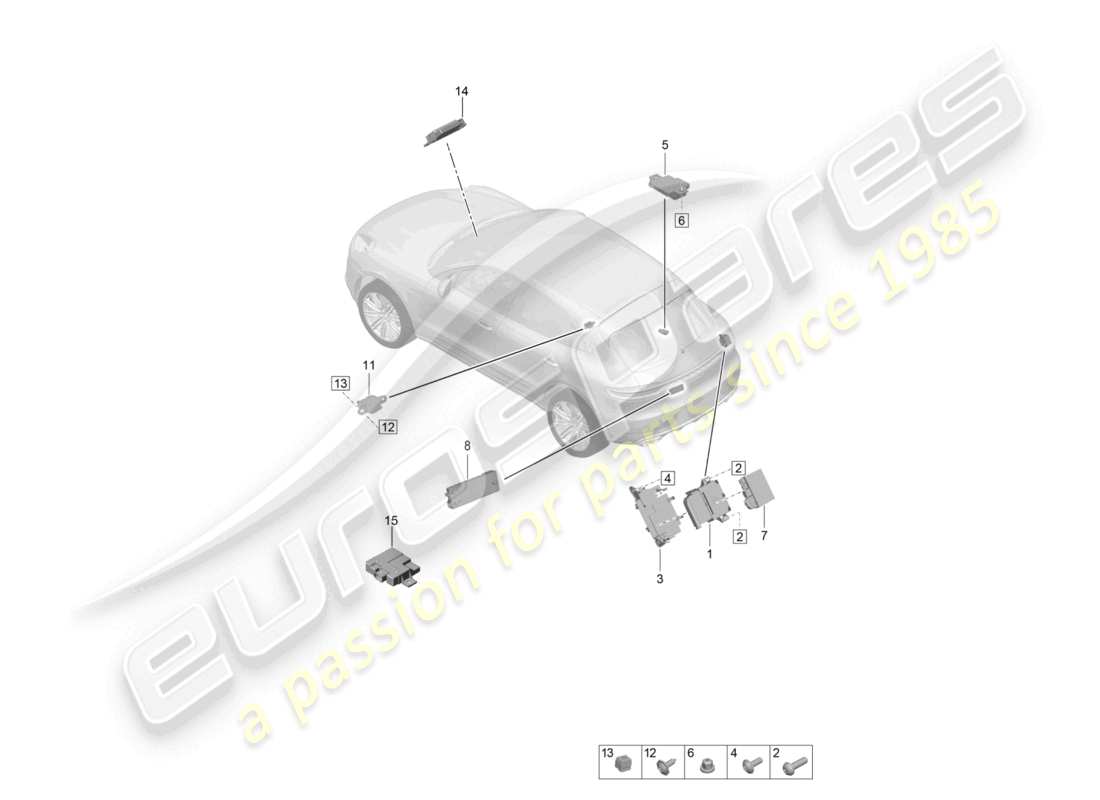 porsche 2021 (macan) control units rear end part diagram