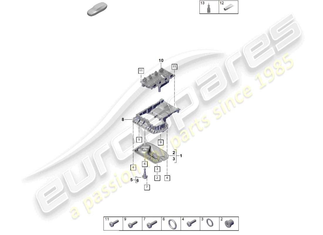 porsche 2025 (cayenne e3 pa) oil-conducting housing oil sump part diagram