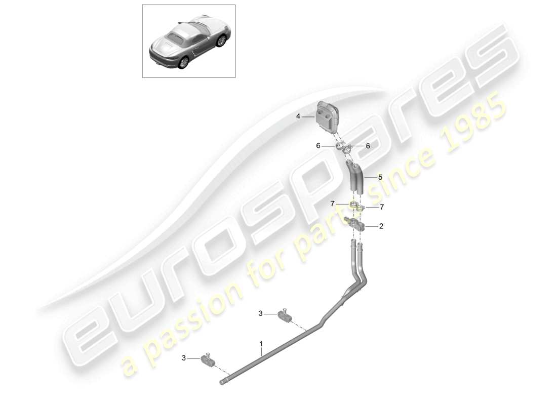 porsche 2021 (718 boxster) heater supply pipe return line part diagram