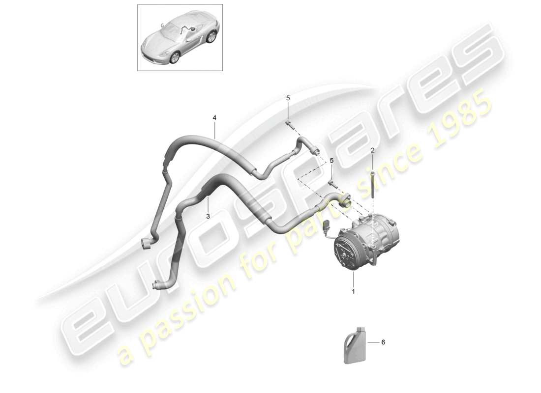 porsche 2024 (718 cayman) compressor air conditioning part diagram