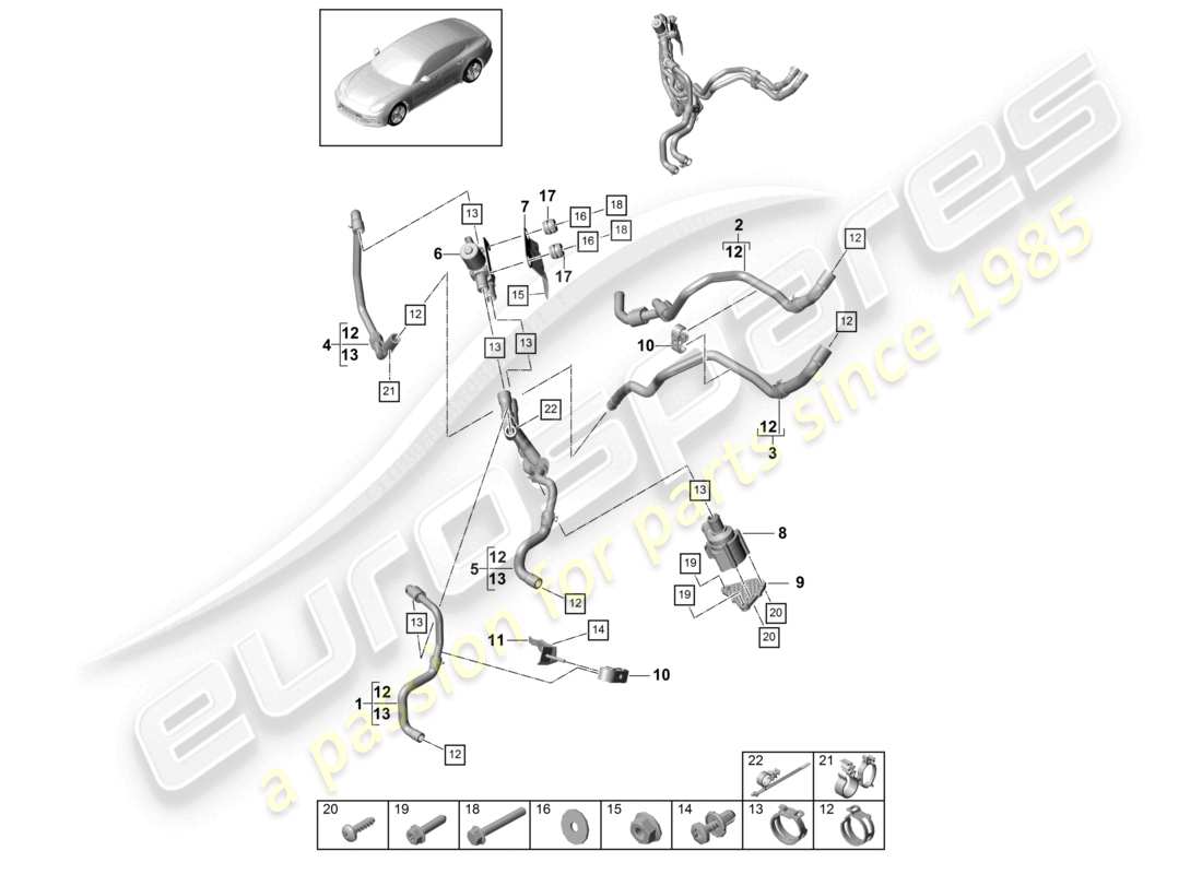 porsche 2021 (panamera 971-1) heater diesel with: auxiliary heater part diagram