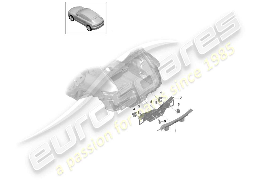 porsche 2021 (macan) cross panel rear rear end part diagram