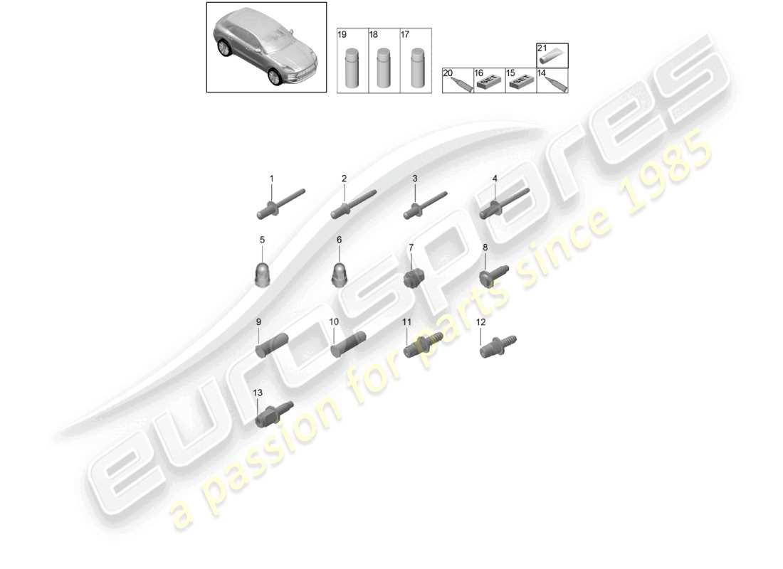 porsche 2021 (macan) fasteners car body consumables part diagram