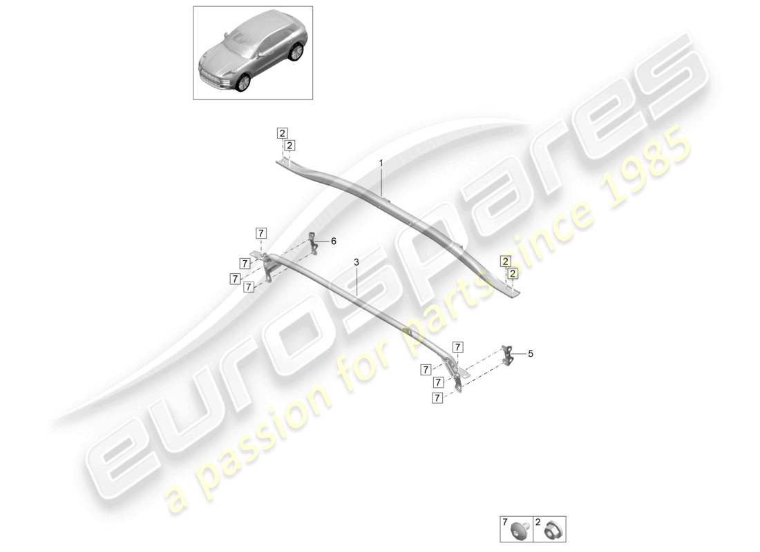 porsche 2021 (macan) dome strut front end part diagram