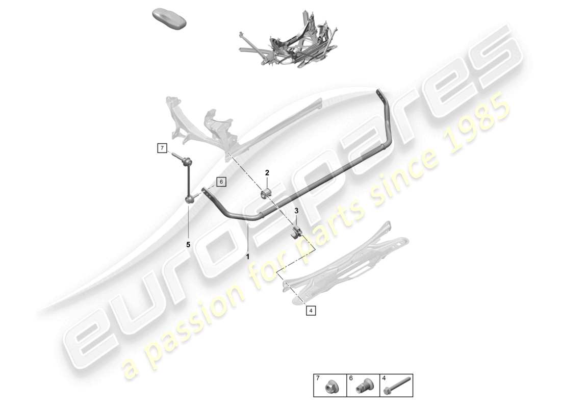 porsche 2019 (718 cayman gt4) anti-roll bar part diagram