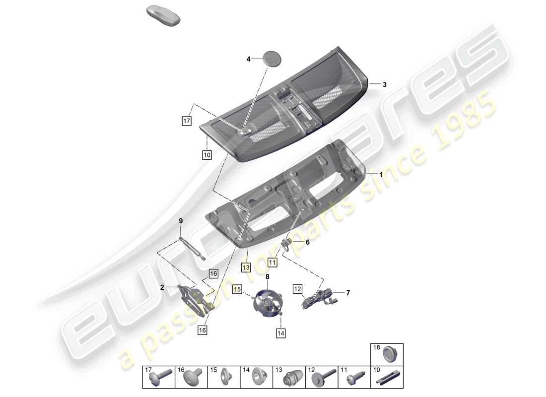 porsche 2026 (992-2 gt3/rs/st) tailgate/boot lid parts diagram