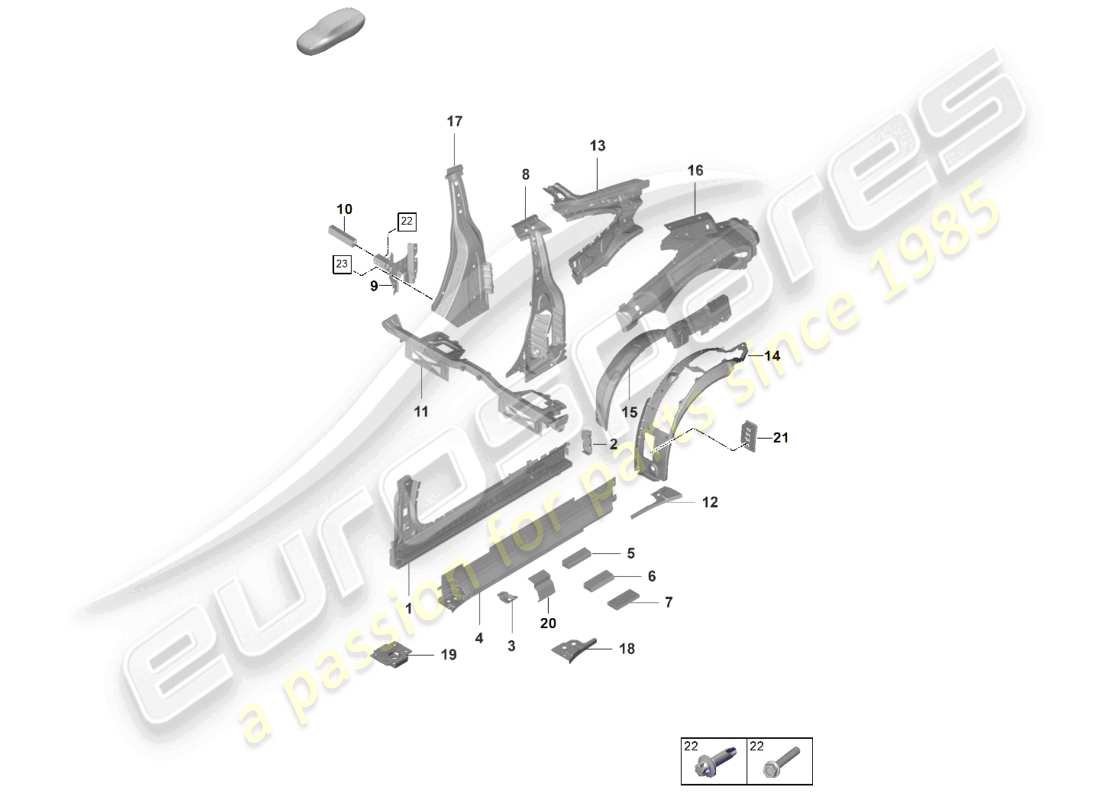 porsche 2024 (992-2 gt3/rs/st) sill inner side part gt3rs part diagram