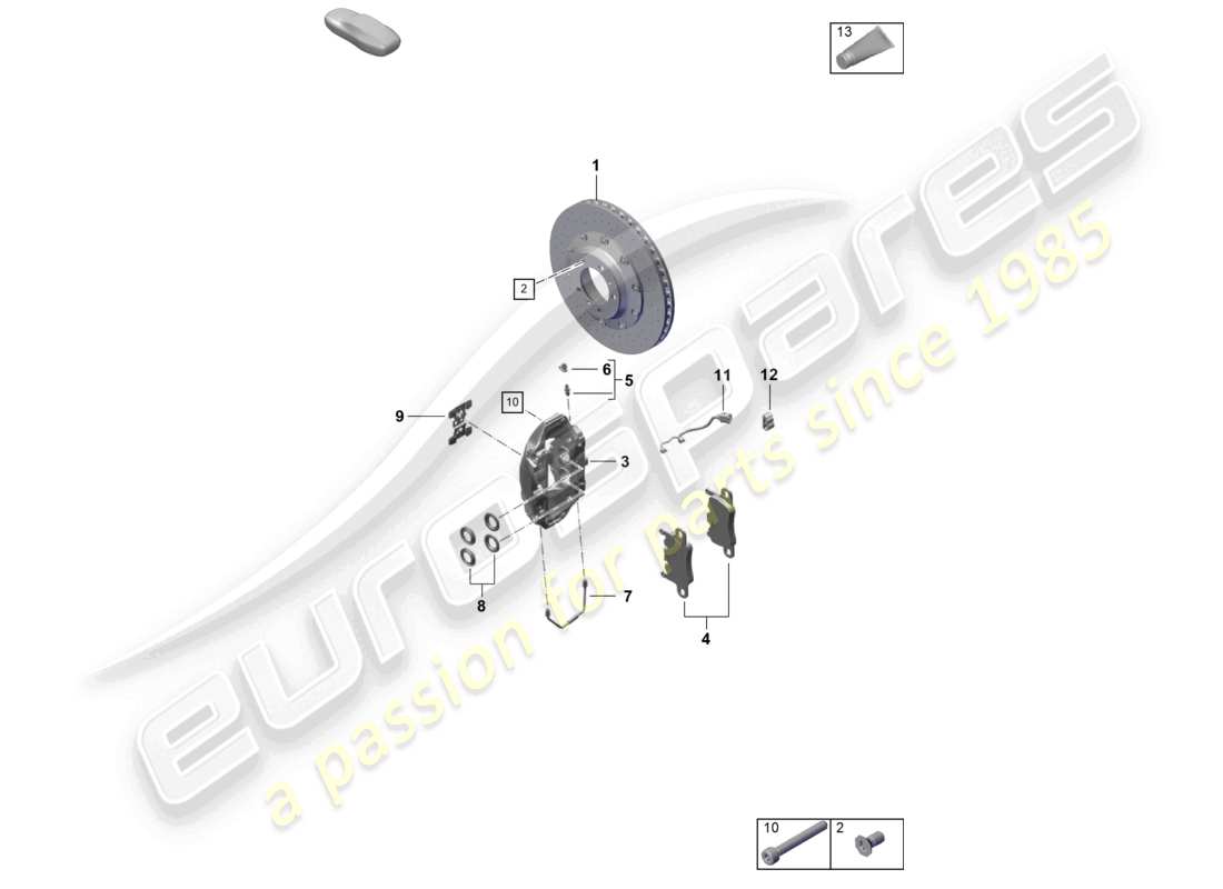porsche 2021 (718 cayman gt4) disc brake rear axle parts diagram