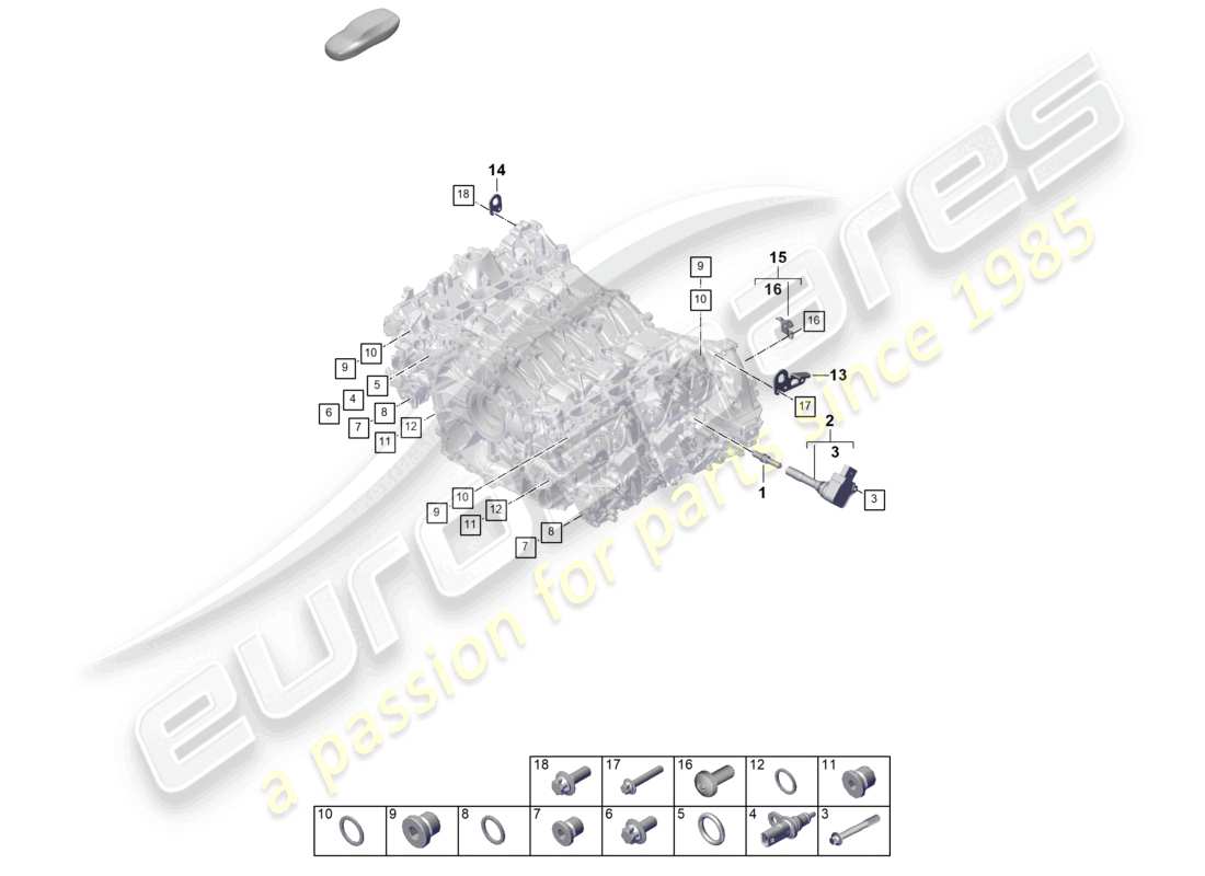 porsche 2025 (992-2) cylinder head individual parts sealing plug sensors part diagram