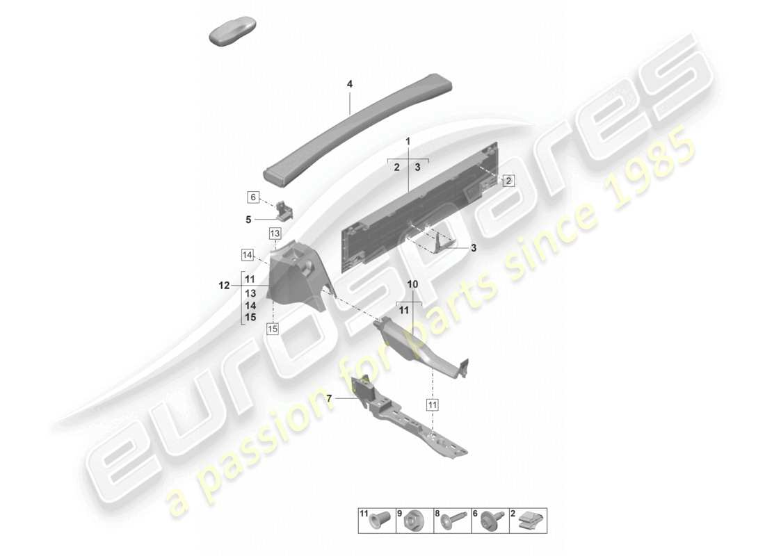 porsche 2021 (992-1) trims rear part diagram