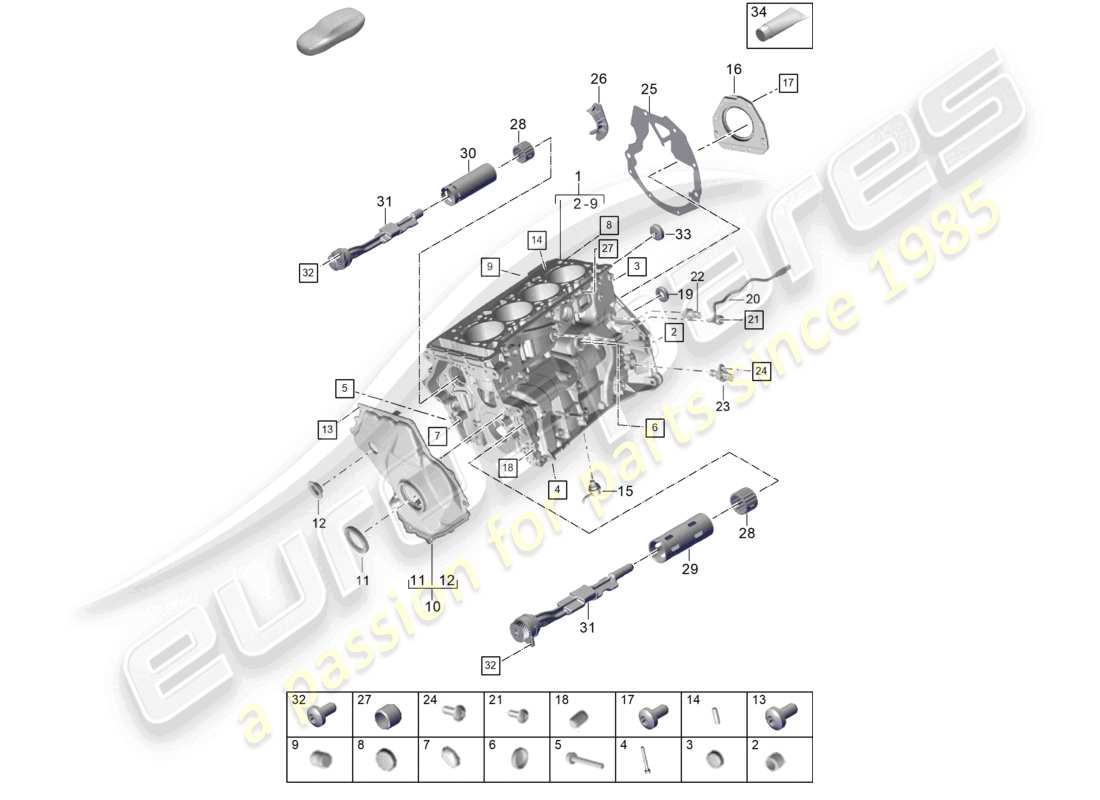 porsche 2024 (cayenne e3 pa) crankcase housing individual parts parts diagram