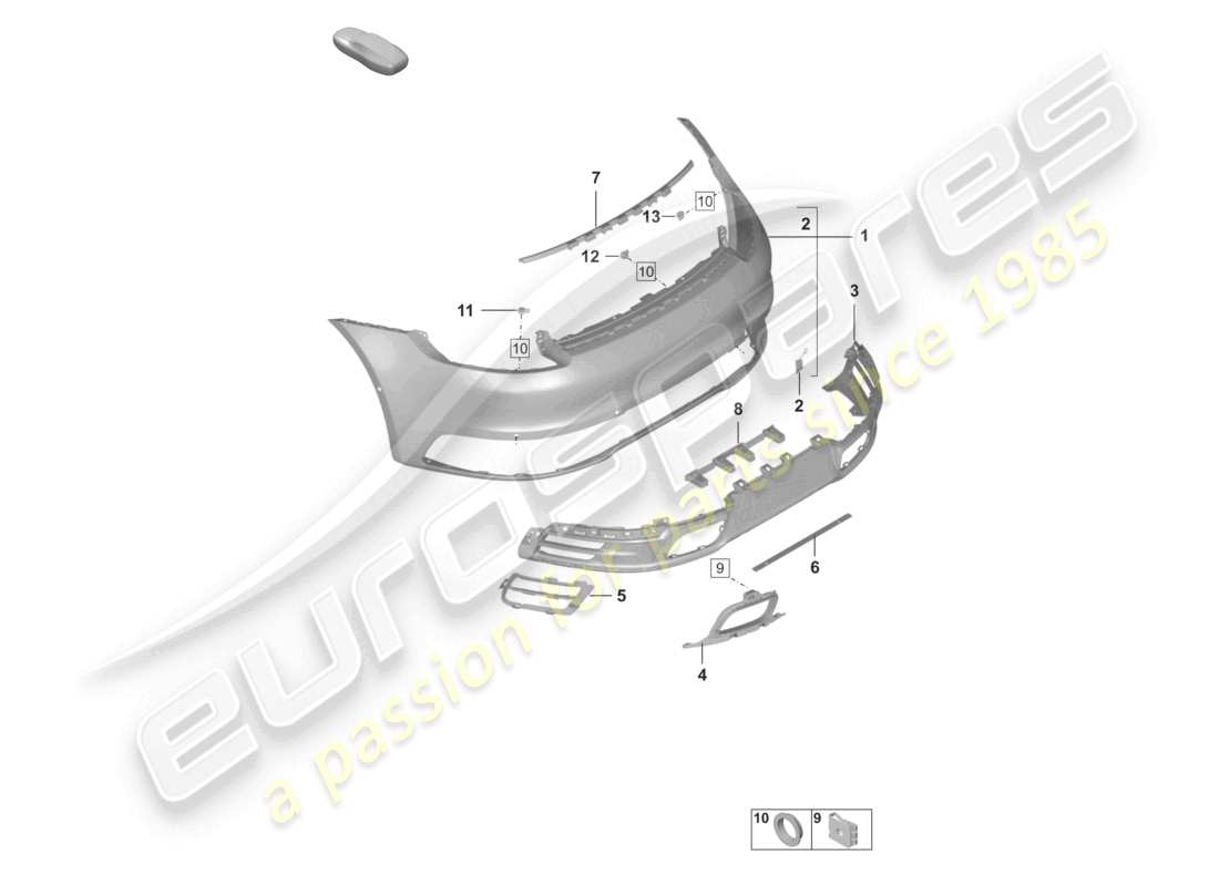 porsche 2021 (992-1) bumper rear sport exhaust system with: accessories part diagram