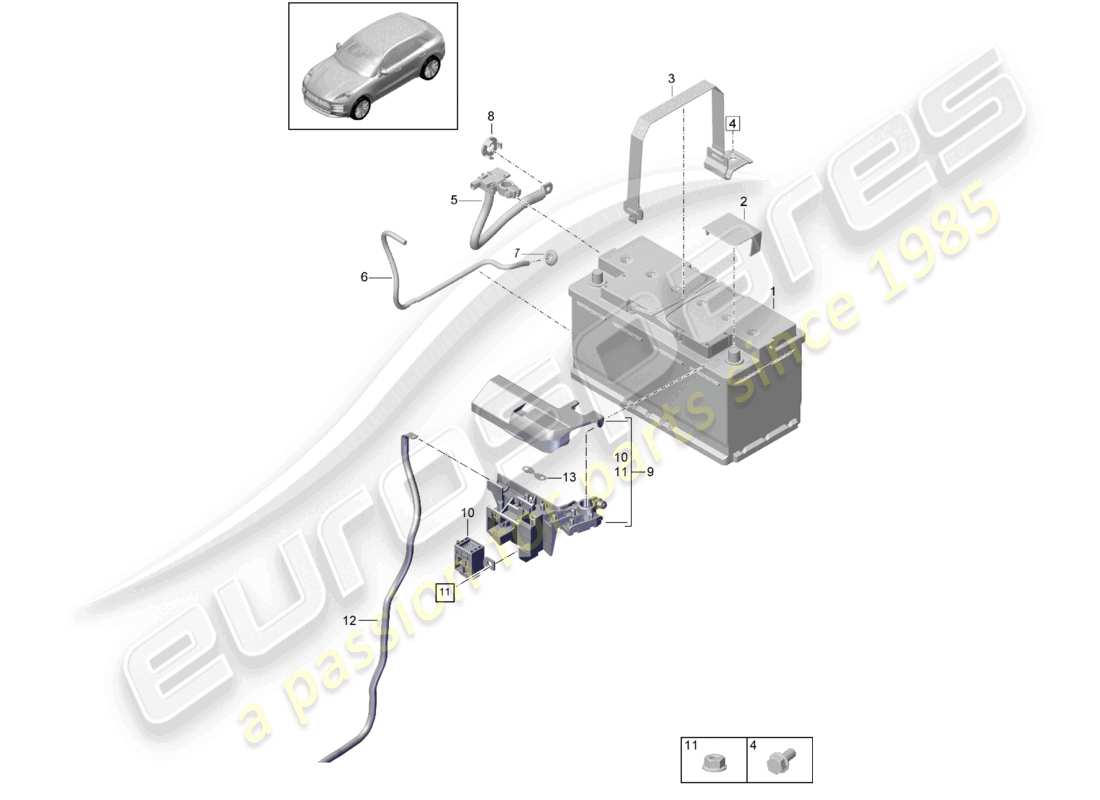 porsche 2021 (macan) battery part diagram