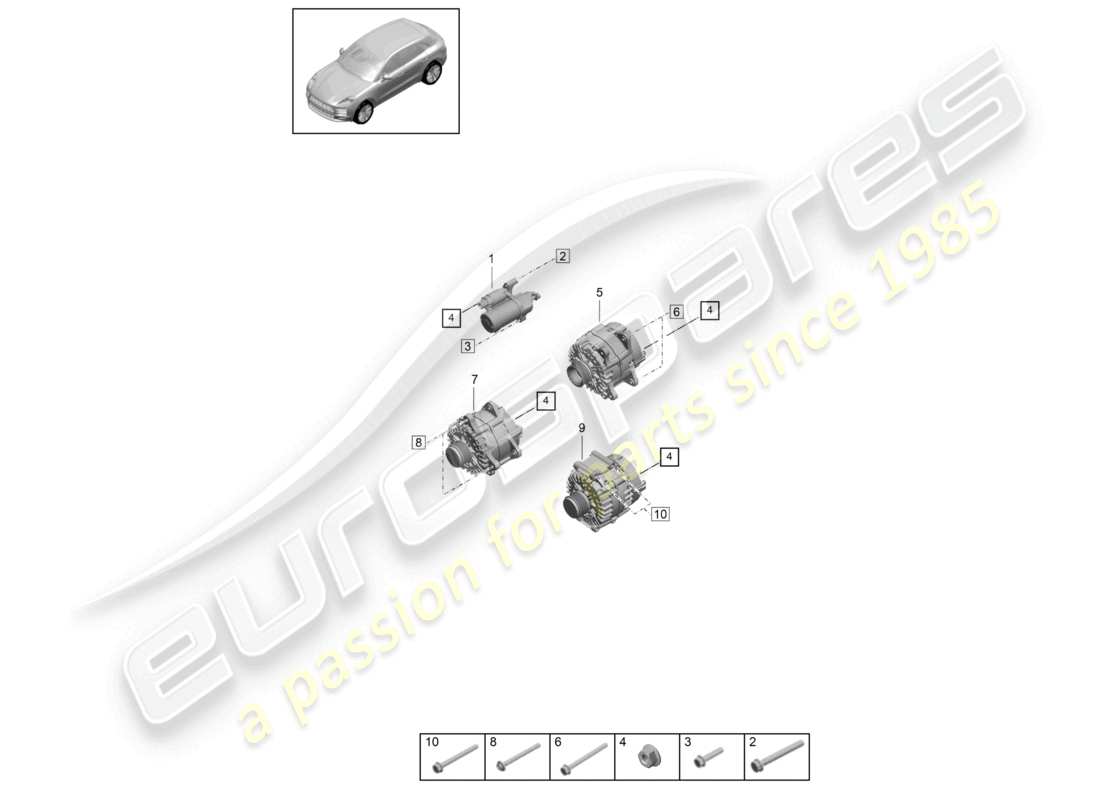porsche 2021 (macan) starter alternator part diagram